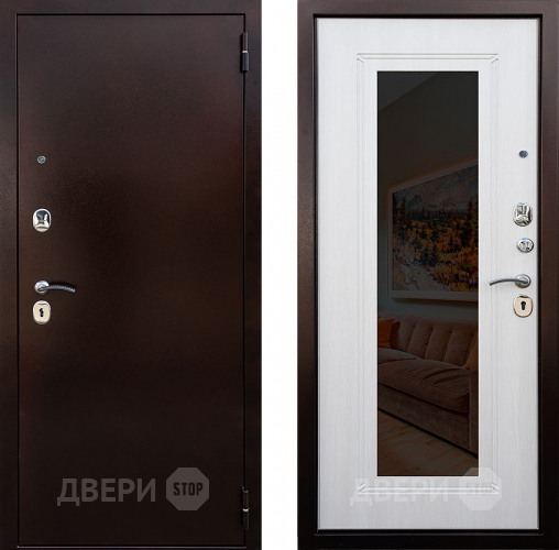 Входная металлическая Дверь Снедо Патриот зеркало Белая Лиственница в Люберцах