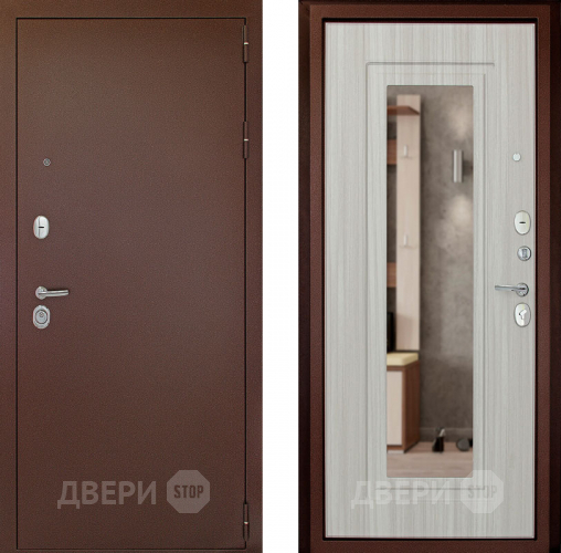 Входная металлическая Дверь (Дверной Континент) Гарант - 1 Зеркало Сандал белый в Люберцах