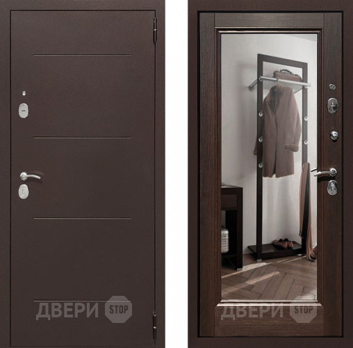 Входная металлическая Дверь Престиж 100 с зеркалом Медь/Венге в Люберцах