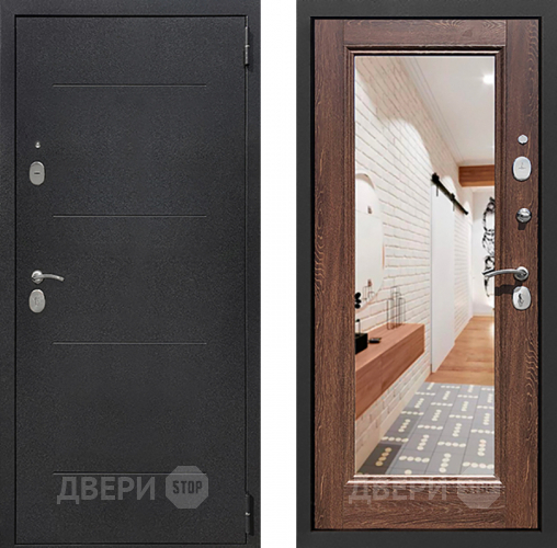 Входная металлическая Дверь Престиж 100 с зеркалом Шелк/Дуб филадельфия коньяк в Люберцах