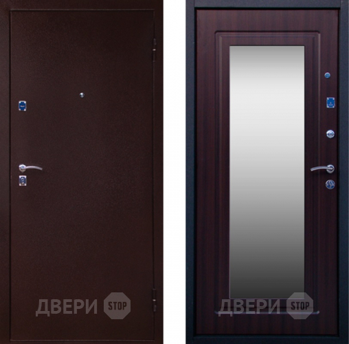 Входная металлическая Дверь СТОП Медь ЗЕРКАЛО Венге в Люберцах