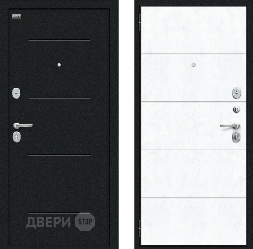 Входная металлическая Дверь внутреннего открывания Bravo Граффити-1 Инсайд Букле черное/Snow Art в Люберцах