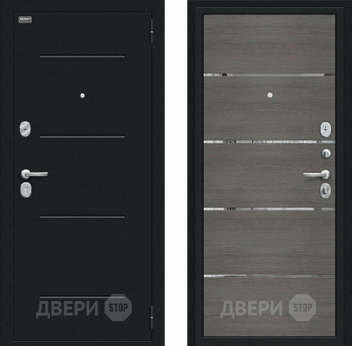 Дверь Bravo Лайн Букле черное/Grey Veralinga в Люберцах