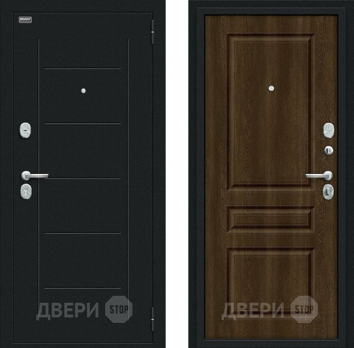 Входная металлическая Дверь Bravo Пик Букле черное/Dark Barnwood в Люберцах