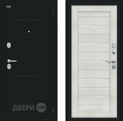 Входная металлическая Дверь Bravo Техно Kale Букле черное/Bianco Veralinga в Люберцах