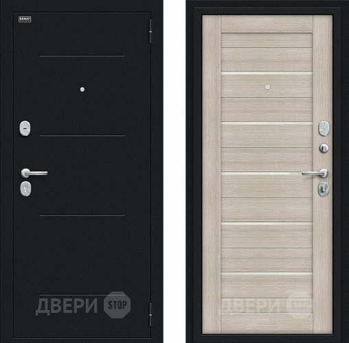 Входная металлическая Дверь Bravo Техно Kale Букле черное/Cappuccino Veralinga в Люберцах