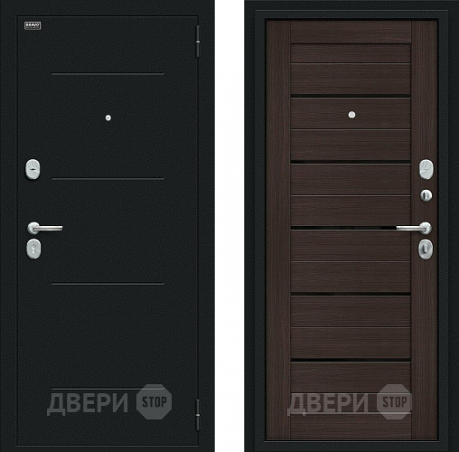 Входная металлическая Дверь Bravo Техно Kale Букле черное/Wenge Veralinga в Люберцах
