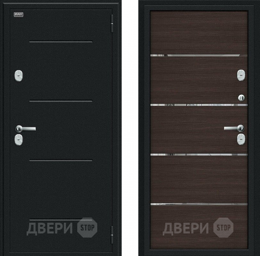 Входная металлическая Дверь Bravo Thermo Лайн Букле черное/Wenge Veralinga в Люберцах