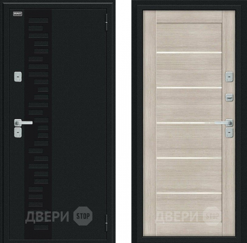 Дверь Bravo Thermo Техно Декор Букле черное/Cappuccino Veralinga в Люберцах