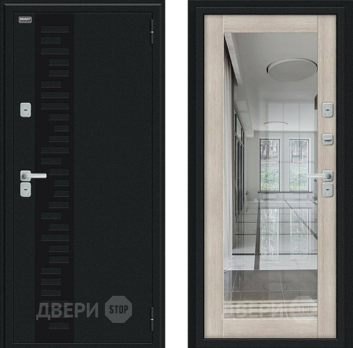 Входная металлическая Дверь Bravo Thermo Флэш Декор Букле черное/Cappuccino Veralinga в Люберцах