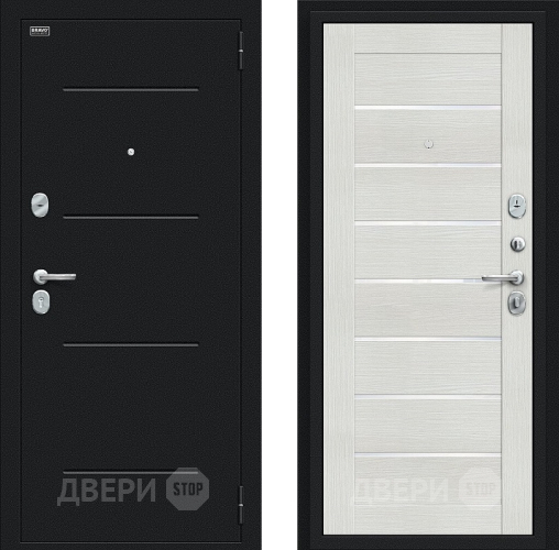 Дверь Bravo Техно Букле черное/Bianco Veralinga в Люберцах