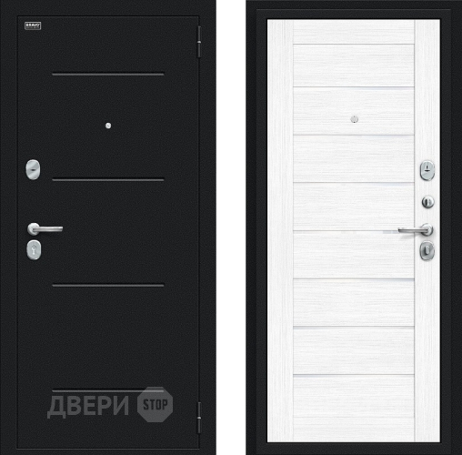 Входная металлическая Дверь Bravo Техно Букле черное/Snow Melinga в Люберцах