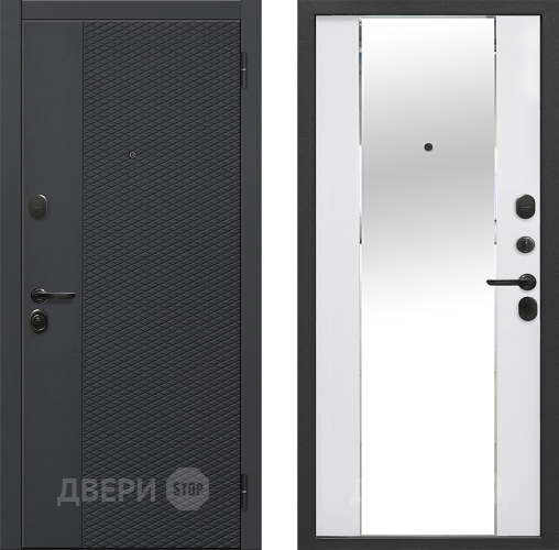 Входная металлическая Дверь Флорида Зеркало Фацет Эммалит Белый в Люберцах