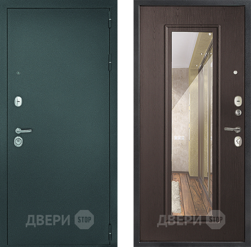 Входная металлическая Дверь Дверной Континент Рубикон Серебро Зеркало Венге в Люберцах