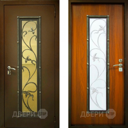Заводские двери с ковкой и стеклом Лоза в Люберцах