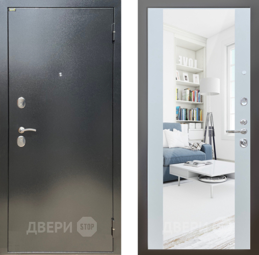 Дверь Шелтер (SHELTER) Стандарт 13 с зеркалом Белый матовый в Люберцах