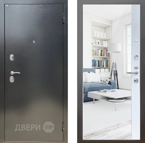 Дверь Шелтер (SHELTER) Стандарт 14 с зеркалом Белый матовый в Люберцах