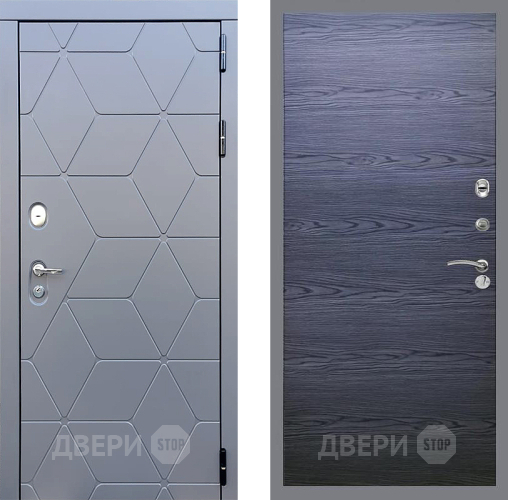 Входная металлическая Дверь Стоп КОСМО Гладкая Дуб тангенальный черный в Люберцах