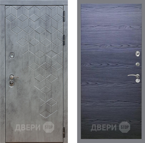 Входная металлическая Дверь Стоп БЕТОН Гладкая Дуб тангенальный черный в Люберцах