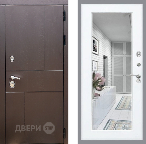 Входная металлическая Дверь Стоп УРБАН Зеркало Силк Сноу в Люберцах