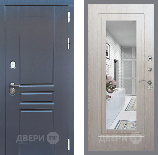 Входная металлическая Дверь Стоп ПЛАТИНУМ Зеркало ФЛ-120 Беленый дуб в Люберцах
