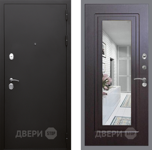 Входная металлическая Дверь Стоп КЛАССИК Шагрень Зеркало ФЛ-120 Венге в Люберцах