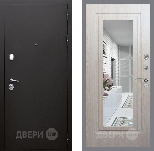 Дверь Стоп КЛАССИК Шагрень Зеркало ФЛ-120 Беленый дуб в Люберцах