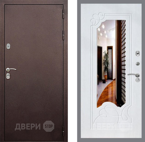 Входная металлическая Дверь Стоп КЛАССИК Медь ЗкркалоФЛ-147 Ясень белый в Люберцах