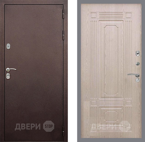 Входная металлическая Дверь Стоп КЛАССИК Медь ФЛ-2 Беленый дуб в Люберцах