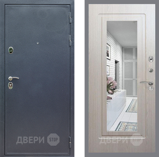 Входная металлическая Дверь Стоп СИЛЬВЕР Зеркало ФЛ-120 Беленый дуб в Люберцах