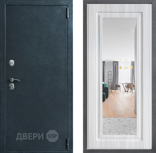 Входная металлическая Дверь Дверной континент ДК-70 Дизайн ФЛЗ Зеркало Сандал белый в Люберцах
