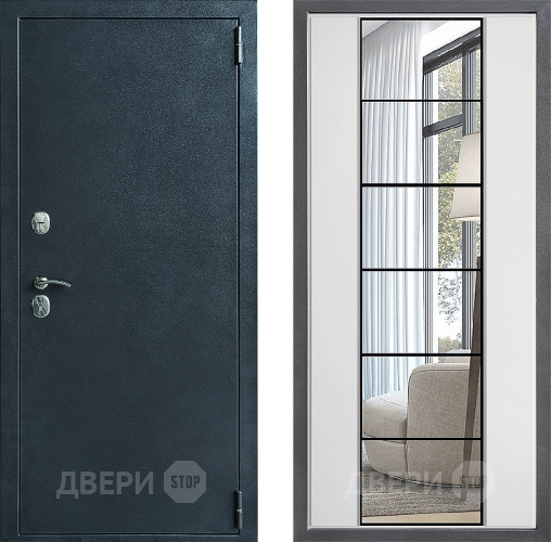 Входная металлическая Дверь Дверной континент ДК-70 Дизайн ФЛЗ-2 Зеркало Белый софт в Люберцах