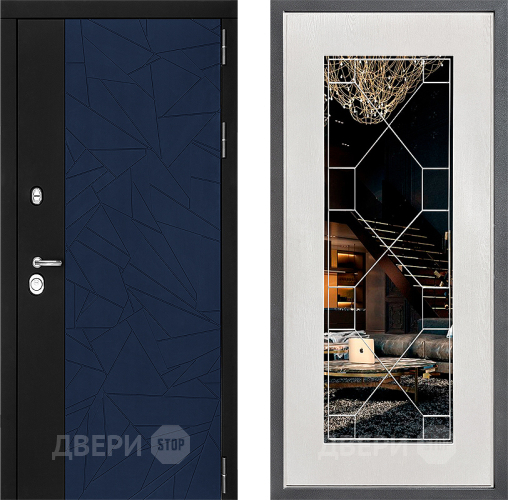 Входная металлическая Дверь Дверной континент ДК-9 ФЛ-Тиффани Зеркало Белое дерево в Люберцах