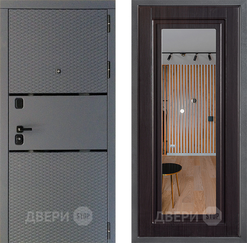 Входная металлическая Дверь Дверной континент Диамант Дизайн ФЛЗ Зеркало Венге в Люберцах