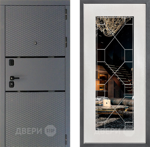 Входная металлическая Дверь Дверной континент Диамант Дизайн ФЛ-Тиффани Зеркало Белое дерево в Люберцах
