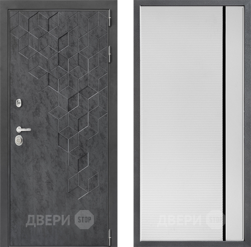 Входная металлическая Дверь Дверной континент ДК-3/713 ФЛ-757 Черное Стекло Софт милк в Люберцах