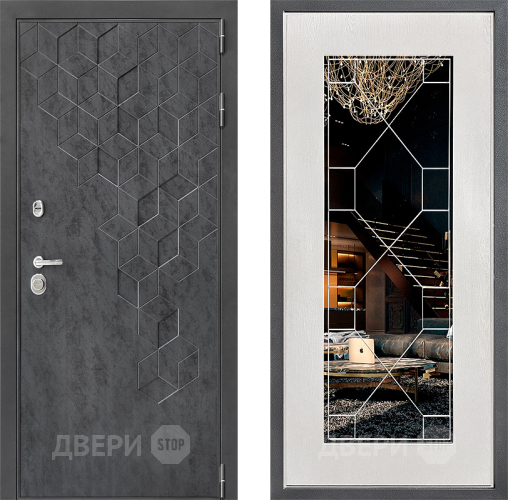 Дверь Дверной континент ДК-3/713 ФЛ-Тиффани Зеркало Белое дерево в Люберцах