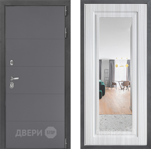 Входная металлическая Дверь Дверной континент ДК-3/649 ФЛЗ Зеркало Сандал белый в Люберцах