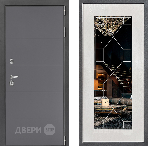 Дверь Дверной континент ДК-3/649 ФЛ-Тиффани Зеркало Белое дерево в Люберцах