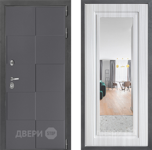 Входная металлическая Дверь Дверной континент ДК-3/606 ФЛЗ Зеркало Сандал белый в Люберцах