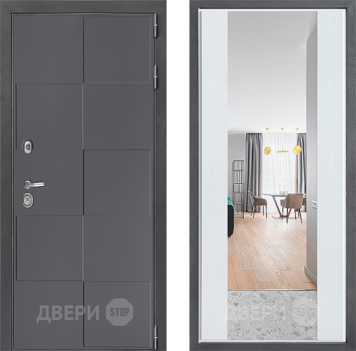 Дверь Дверной континент ДК-3/606 ФЛЗ-1 Зеркало Белое дерево в Люберцах