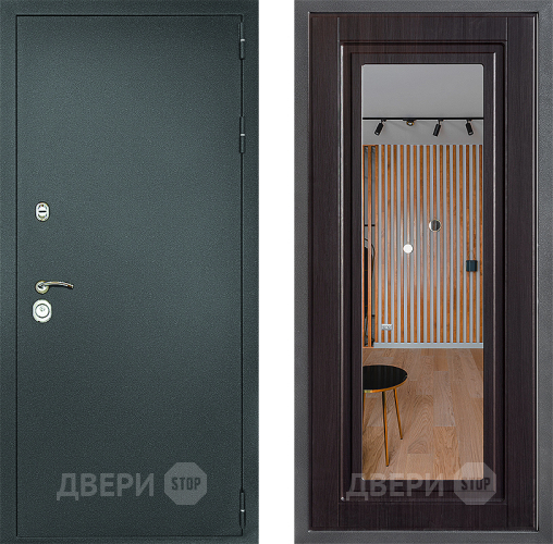 Входная металлическая Дверь Дверной континент Рубикон Серебро Дизайн ФЛЗ Зеркало Венге в Люберцах