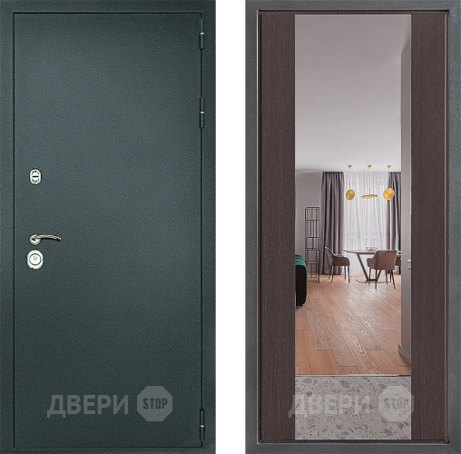 Входная металлическая Дверь Дверной континент Рубикон Серебро Дизайн ФЛЗ-1 Зеркало Венге в Люберцах
