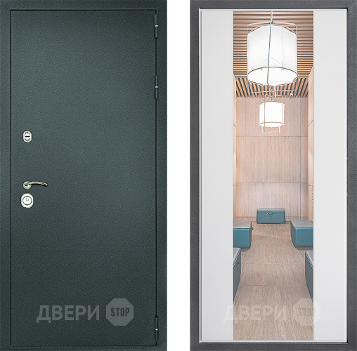Входная металлическая Дверь Дверной континент Рубикон Серебро Дизайн ФЛЗ-1 Зеркало Белый софт в Люберцах