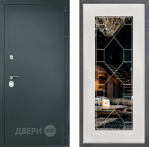 Дверь Дверной континент Рубикон Серебро Дизайн ФЛ-Тиффани Зеркало Белое дерево в Люберцах