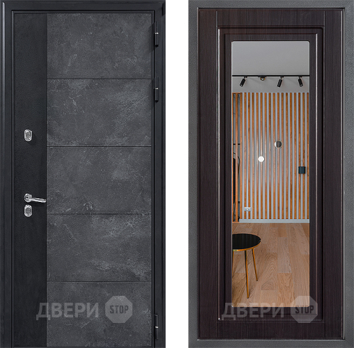 Дверь Дверной континент ДК-15 Бетон ТЕРМО ФЛЗ Зеркало Венге в Люберцах