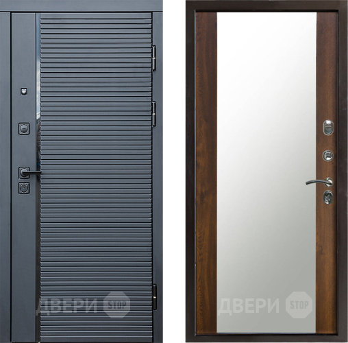 Входная металлическая Дверь Престиж Черная Линия Зеркало Дуб в Люберцах