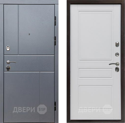 Входная металлическая Дверь Престиж Горизонт Грэй Классика Белый матовый в Люберцах