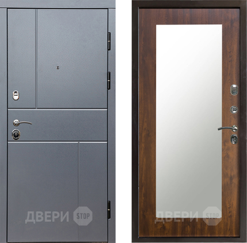 Входная металлическая Дверь Престиж Горизонт Грэй Зеркло Пастораль Дуб в Люберцах