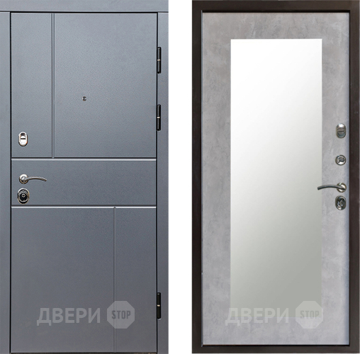 Входная металлическая Дверь Престиж Горизонт Грэй Зеркло Пастораль Бетон светлый в Люберцах